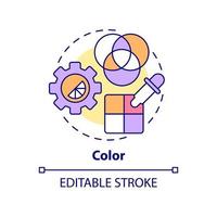 Color concept icon. Visual content style. Principles of graphic design abstract idea thin line illustration. Isolated outline drawing. Editable stroke. Arial, Myriad Pro-Bold fonts used vector