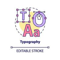 Typography concept icon. Designer tool. Principles of graphic design abstract idea thin line illustration. Isolated outline drawing. Editable stroke. Arial, Myriad Pro-Bold fonts used vector