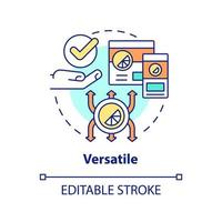 Versatile concept icon. Business promotion. Good logo design characteristics abstract idea thin line illustration. Isolated outline drawing. Editable stroke. Arial, Myriad Pro-Bold fonts used vector
