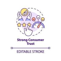 Strong consumer trust concept icon. High website rating. Good design importance abstract idea thin line illustration. Isolated outline drawing. Editable stroke. Arial, Myriad Pro-Bold fonts used vector