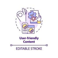 User-friendly content concept icon. Software interface. Good design importance abstract idea thin line illustration. Isolated outline drawing. Editable stroke. Arial, Myriad Pro-Bold fonts used vector