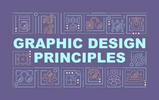 Principles of graphic design word concepts purple banner. Business style. Infographics with icons on color background. Isolated typography. Vector illustration with text. Arial-Black font used