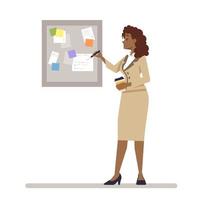 Goal setting semi flat RGB color vector illustration. Break time. Business lady in suit holding coffee cup isolated cartoon character on white background