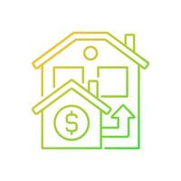 Bridge loan gradient linear vector icon. Short term loan to exchange accommodation. Real estate. Property sale. Thin line color symbol. Modern style pictogram. Vector isolated outline drawing