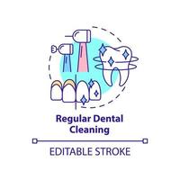 Regular dental cleaning concept icon. Gum disease treatment abstract idea thin line illustration. Floss teeth after meals. Isolated outline drawing. Editable stroke. Arial, Myriad Pro-Bold fonts used vector