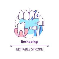 Reshaping concept icon. Cosmetic dentistry procedure abstract idea thin line illustration. Dental contouring. Isolated outline drawing. Editable stroke. Arial, Myriad Pro-Bold fonts used vector