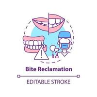 Bite reclamation concept icon. Aesthetic dentistry operation abstract idea thin line illustration. Bite adjustment. Isolated outline drawing. Editable stroke. Arial, Myriad Pro-Bold fonts used vector