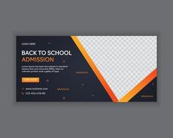 back to school horizontal sale banner design template in dark colour vector