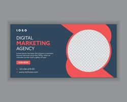 digital marketing horizontal banner design template in red vector