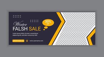 Horizontal Sale banner design template in yellow colour vector
