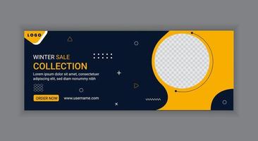 Horizontal sale banner design template in yellow and blue colour vector