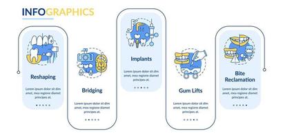 Cosmetic enhancement procedures rectangle infographic template. Reshaping. Data visualization with 5 steps. Process timeline info chart. Workflow layout with line icons. Lato-Bold, Regular fonts used vector