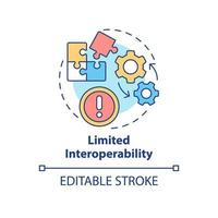 Limited interoperability concept icon. Network setting difficulties. UCaaS issues abstract idea thin line illustration. Isolated outline drawing. Editable stroke. Arial, Myriad Pro-Bold fonts used