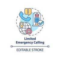 Limited emergency calling concept icon. Actual location data. UCaaS problems abstract idea thin line illustration. Isolated outline drawing. Editable stroke. Arial, Myriad Pro-Bold fonts used vector