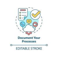 Document your processes concept icon. Business needs. Moving to UCaaS system abstract idea thin line illustration. Isolated outline drawing. Editable stroke. Arial, Myriad Pro-Bold fonts used vector