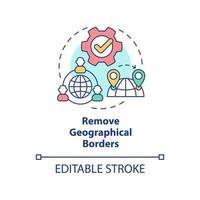 Remove geographical borders concept icon. Benefits of UCaaS system abstract idea thin line illustration. Isolated outline drawing. Editable stroke. Arial, Myriad Pro-Bold fonts used vector