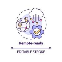 icono de concepto listo para el control remoto. servicio entregado en la nube. beneficios del sistema voip idea abstracta ilustración de línea delgada. dibujo de contorno aislado. trazo editable. arial, innumerables fuentes pro-bold utilizadas vector