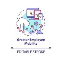 Greater employee mobility concept icon. Comfortable usage. UCaaS advantages abstract idea thin line illustration. Isolated outline drawing. Editable stroke. Arial, Myriad Pro-Bold fonts used vector