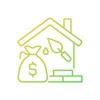 Construction loan gradient linear vector icon. Self build loan. Get credit for house building. Home project. Thin line color symbol. Modern style pictogram. Vector isolated outline drawing