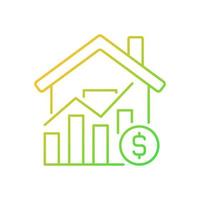 House market prices gradient linear vector icon. Realty price increasing. Real estate purchasing. Property sale. Thin line color symbol. Modern style pictogram. Vector isolated outline drawing