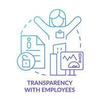 Transparency with employee blue gradient concept icon. Trustful company business abstract idea thin line illustration. Isolated outline drawing. Roboto-Medium, Myriad Pro-Bold fonts used vector