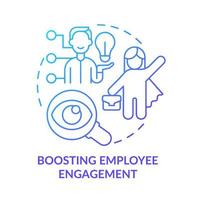 Boosting employee engagement blue gradient concept icon. Business company transparency abstract idea thin line illustration. Isolated outline drawing. Roboto-Medium, Myriad Pro-Bold fonts used vector