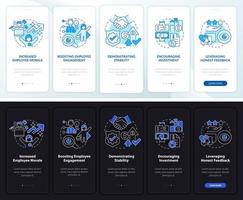 ganancia de transparencia modo día y noche incorporando la pantalla de la aplicación móvil. tutorial 5 pasos páginas de instrucciones gráficas con conceptos lineales. interfaz de usuario, ux, plantilla de interfaz gráfica de usuario. innumerables fuentes pro-negrita y regulares utilizadas vector