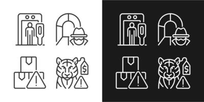 Smugglers activities prevention linear icons set for dark and light mode. Smuggling tunnel. Customizable thin line symbols. Isolated vector outline illustrations. Editable stroke. Pixel perfect