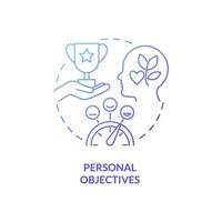 Personal objectives blue gradient concept icon. Human resources management abstract idea thin line illustration. Isolated outline drawing. Roboto-Medium, Myriad Pro-Bold fonts used vector