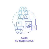 Sales representative blue gradient concept icon. Business management careers abstract idea thin line illustration. Isolated outline drawing. Roboto-Medium, Myriad Pro-Bold fonts used vector