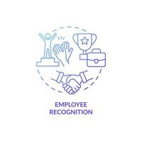 Employee recognition blue gradient concept icon. Workers contributions. HR abstract idea thin line illustration. Isolated outline drawing. Roboto-Medium, Myriad Pro-Bold fonts used vector