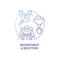 Recruitment and selection blue gradient concept icon. Checking candidates. HR abstract idea thin line illustration. Isolated outline drawing. Roboto-Medium, Myriad Pro-Bold fonts used vector