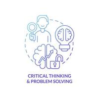 Critical thinking and problem solving blue gradient concept icon. Management abstract idea thin line illustration. Isolated outline drawing. Roboto-Medium, Myriad Pro-Bold fonts used vector