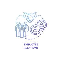 Employee relations blue gradient concept icon. Workers interaction. Skills for human resources abstract idea thin line illustration. Isolated outline drawing. Roboto-Medium, Myriad Pro-Bold fonts used vector