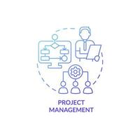 Project management blue gradient concept icon. Skills and experience for human resources abstract idea thin line illustration. Isolated outline drawing. Roboto-Medium, Myriad Pro-Bold fonts used vector