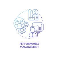 Performance management blue gradient concept icon. Key productivity indicator. HR abstract idea thin line illustration. Isolated outline drawing. Roboto-Medium, Myriad Pro-Bold fonts used vector