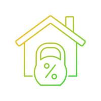 House mortgage gradient linear vector icon. Bank loan for buying home. Property sale. Real estate ownership. Thin line color symbol. Modern style pictogram. Vector isolated outline drawing