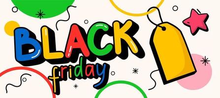 Hand-drawn trendy cartoon background on the theme of black Friday vector illustration