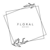 flower frame logo wedding frame diamond geometric invitation card template hand-drawn vector illustration