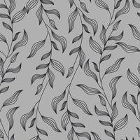 Stylish pattern of black leaves on a gray background for wedding invitations postcards posters vector