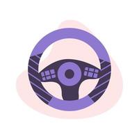 Steering Wheelflat vector modern flat illustration in trendy colors, isolated on a white background.