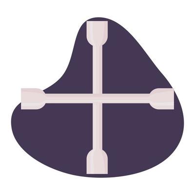 Wheel wrench or lug wrench flat vector iluustration, isolated on a white background.