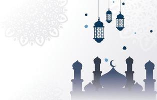 Islamic Background With Silhouette Mosque and Lantern
