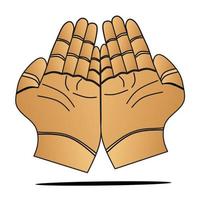 An illustration of 2 hands looking up as a symbol of prayer