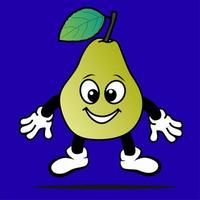 a pear fruit cartoon character illustration video on a blue background vector