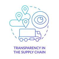 Transparency in supply chain blue gradient concept icon. Access to information abstract idea thin line illustration. Isolated outline drawing. Roboto-Medium, Myriad Pro-Bold fonts used vector