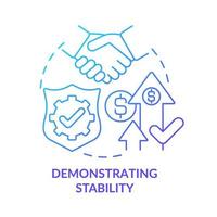 Demonstrating stability blue gradient concept icon. Openness of business company abstract idea thin line illustration. Isolated outline drawing. Roboto-Medium, Myriad Pro-Bold fonts used vector