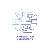 Compensation and benefits blue gradient concept icon. Salary and rewards. HR abstract idea thin line illustration. Isolated outline drawing. Roboto-Medium, Myriad Pro-Bold fonts used vector