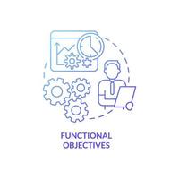 Functional objectives blue gradient concept icon. Human resources management abstract idea thin line illustration. Isolated outline drawing. Roboto-Medium, Myriad Pro-Bold fonts used vector