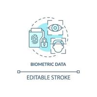 icono de concepto turquesa de datos biométricos. ejemplo de información sensible idea abstracta ilustración de línea delgada. dibujo de contorno aislado. trazo editable. roboto-medium, innumerables fuentes pro-bold utilizadas vector